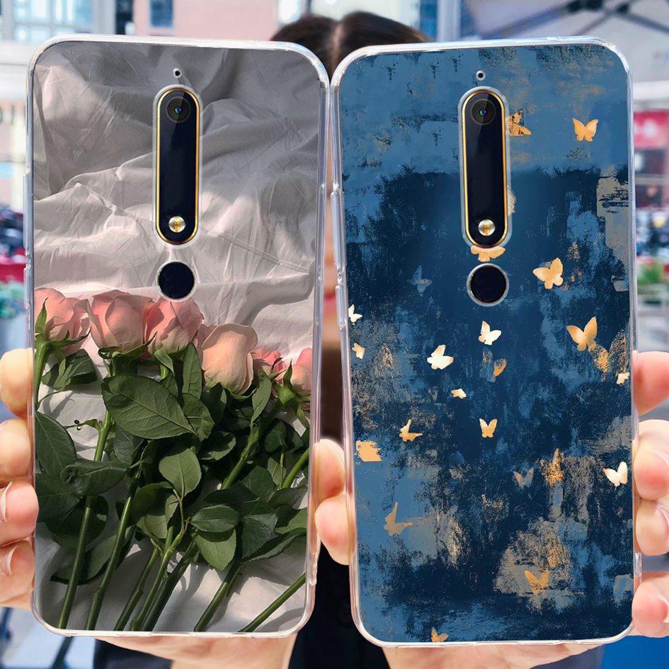 For Nokia 6 2018 Case Fashion Flower Soft Silicone Bumper For Nokia 6.1 Cover TA-1043 TA-1045 TA-1054 TA-1050 TA-1068 Phone Case