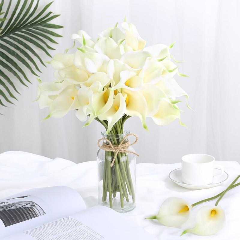 6Pcs 40cm Artificial Calla Lily Flower Heads Bride Holding Bouquet Wedding Decor Craft Wreath Home Decoration Christmas Supplies