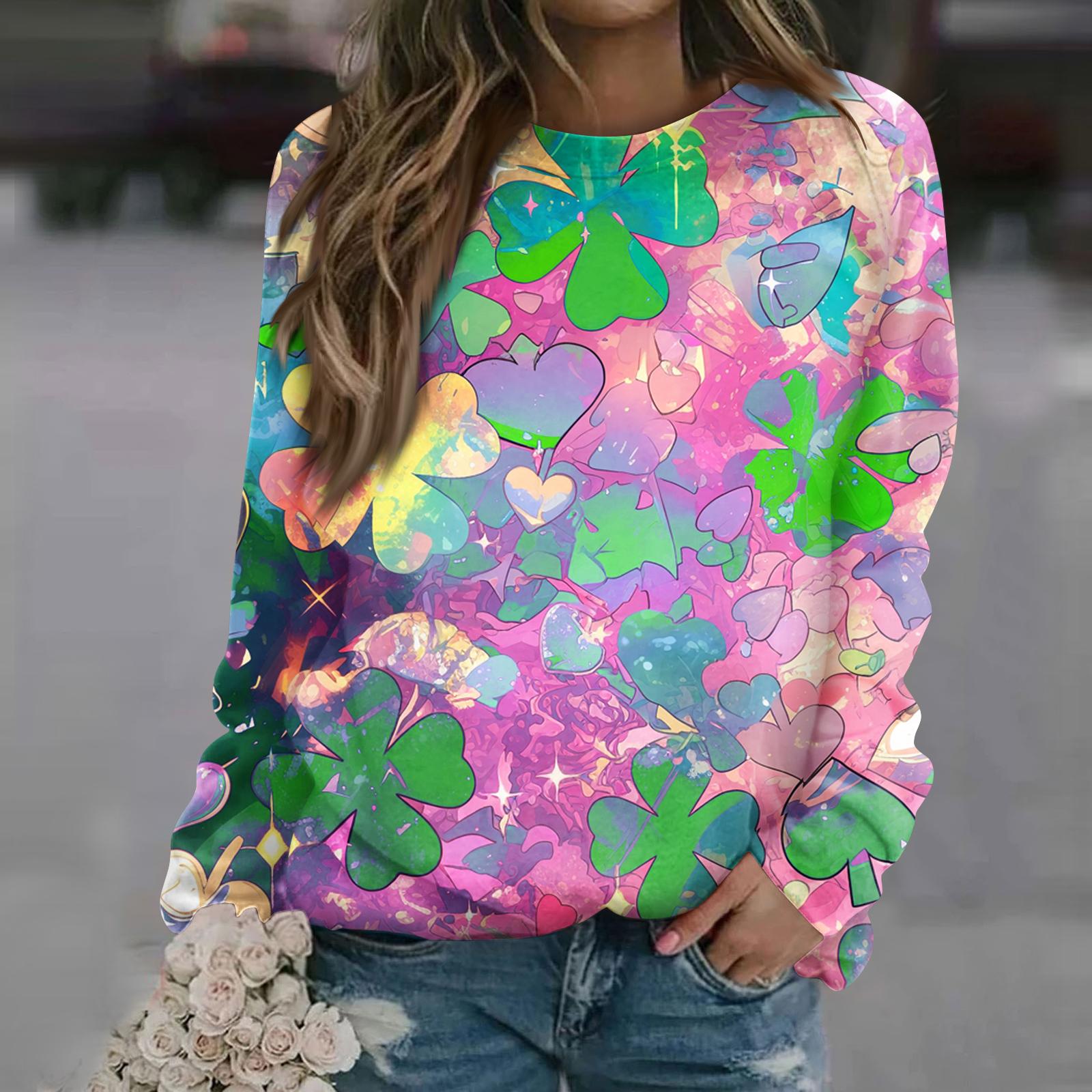 

Women s Fashion Casual Long Sleeve Printed Neck Sweatshirt Top XL