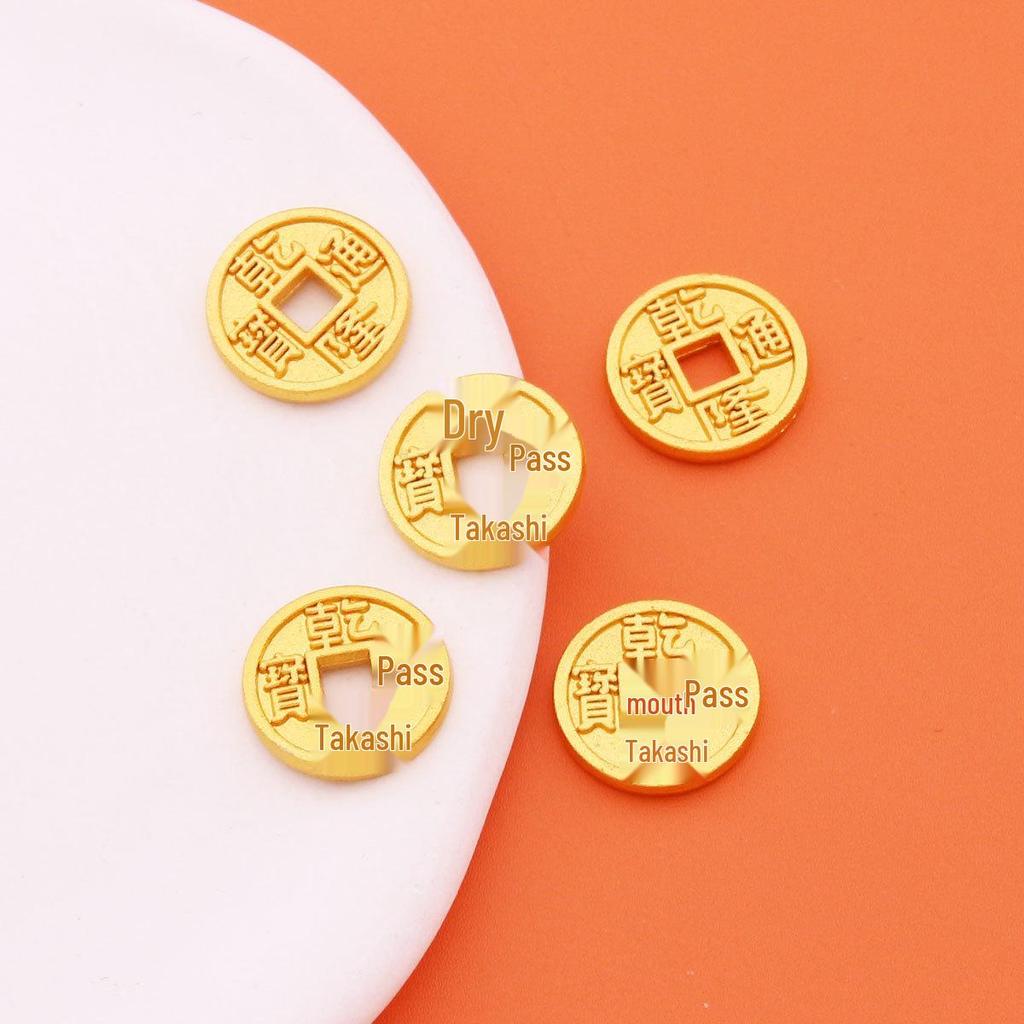 Matte Gold DIY Five Emperors Copper Coins Jewelry: God of Wealth Bracelet, Necklace, and Pendant Accessories