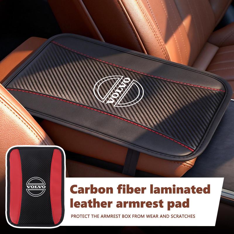 For Volvo Carbon Fiber Leather Car Armrest Pad Auto Center Console Cushion S60 S80 S90 C30 XC40 XC60 XC70 XC90 V40 V60 V90 T6