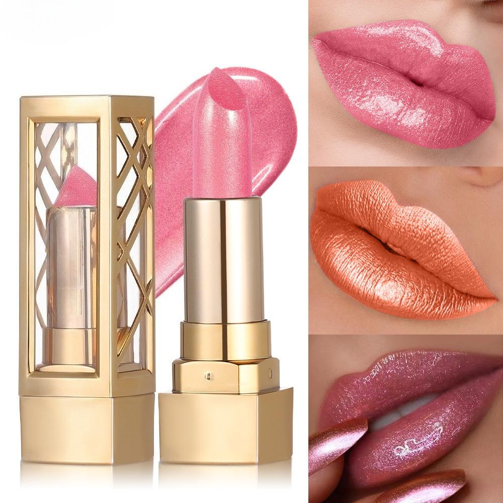 Metallic Lipstick Bright Glossy Velvet Texture Durable Make Your Lips Shiny Waterproof Anti-fouling Glitter Lip Stick Starry Sky