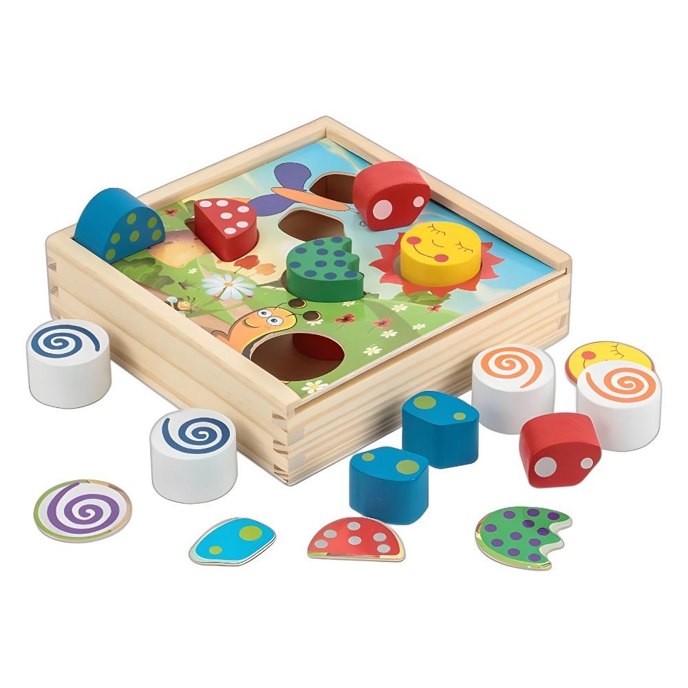

Early Education Color Shape Sorting Box Jigsaw Colorful Matching Blocks Boys and Girls Style A
