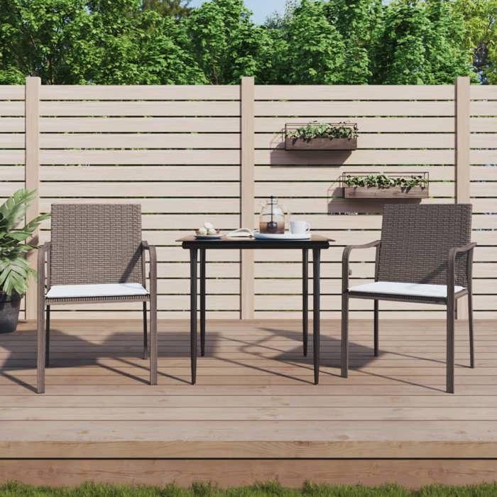 VidaXL 3-Piece Garden Dining Set with Cushions, Dining Chairs with Armrests, Furniture Set with Table, 3186937