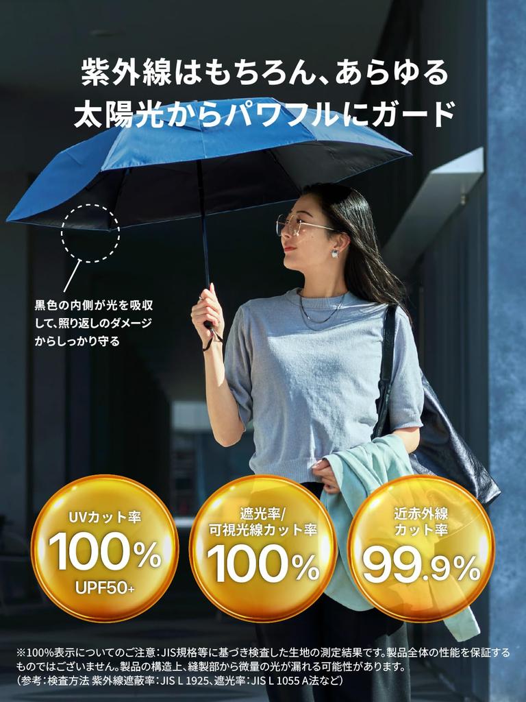 AMVEL Folding Umbrella VERYKAL HEATBLOCK Quick Shape Easy To Automatic Suitable for Sunny and Rainy Sun UV Heat 98cm Diameter 6 Lightweight Unisex