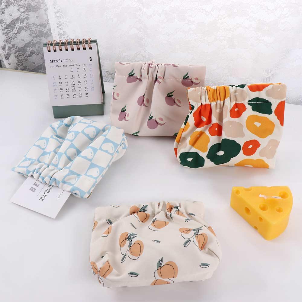 Storage Bag Self-closing Printing Coin Money Bags Lipstick Cosmetic Bag Leaf Spring Bag Women Change Storage Bag Coin Purse