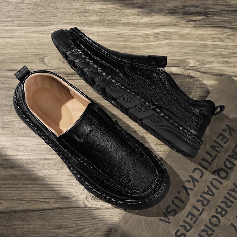 38-46 Retro Cow Leather Shoes Men Loafers Handmade Casual Leather Shoes Moccasins Men Flats Shoes