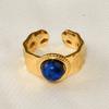 1/6pcs Real Tiger Eye Blue Red Transparent Stone Open Adjustable Stainless Steel Rings For Women Men Accessories Vintage Jewelry