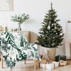 1pc Extra Large Soft Plush Throw Blanket - Luxury Winter Bedspread - Green & White Pine Tree Design - All-Season Cozy Sofa Bed