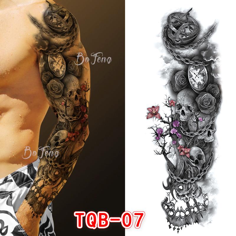 Waterproof Full Arm Floral Tattoo Stickers - Cross-Border Design for Europe & America