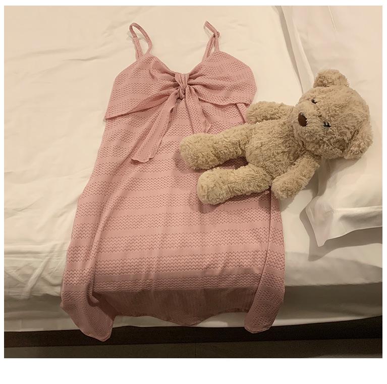 2026 Summer Women's Sweet Imitation Cotton Jacquard Camisole Nightgown Dress
