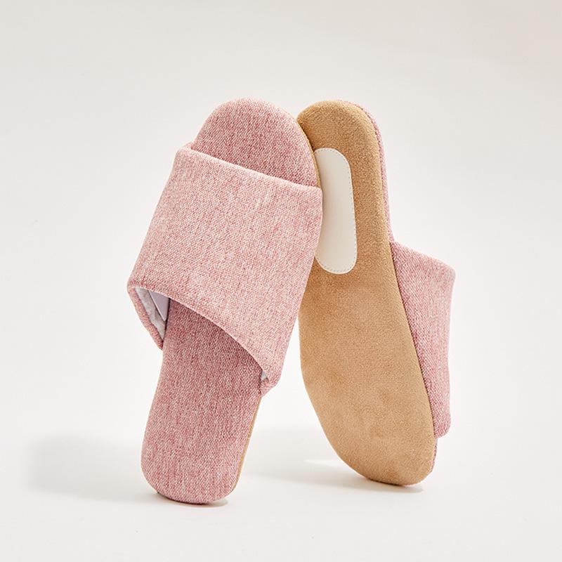 Youtiao Silent Open-Toe Indoor Slippers - Breathable Summer Linen for Wood Floors