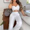 European and American New Women Fashion Solid Sexy Tube Top Two-piece Set Blouse and Pants Sexy Top and Pants Set
