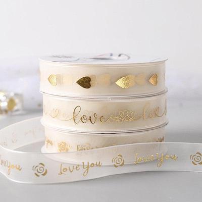 2.5" Water Print Hot Stamping Snow Satin Ribbon for Cake Packaging, Flower Wrapping, and Gift Box Decorating