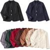 Damen JK Blazer Anzugjacke Revers Langarm Zweiknopf Lässig Arbeit Interview Mantel