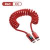 120W Car Spring Data Cable Digital Display Retractable USB C To Type C Fast Charging Cable for iPhone 15 Samsung Huawei Xiaomi