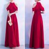 BEYANE Loose Long High Cabaret Flared Elegant and Halter Wedding Maxi Concert Arm Piano Junior High High Red Dress A-Line Dress, Waist, Dress, Skirt,