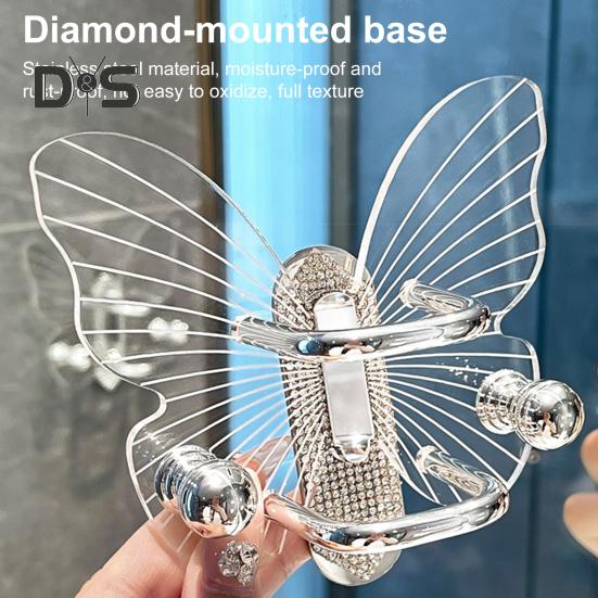 Transparenter Haken Starke Tragfähigkeit Schmetterlingsform Einfache Installation Selbstklebender Schlüsselhandtuchhaken Lagerregal