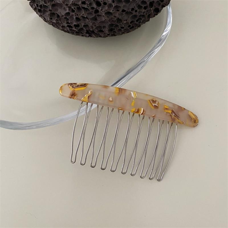 Plaid Comb Clip Bangs Hair Clip Texture Marble Pattern Iron Tooth Simple Comb Clip Insert Comb Styling Accessories