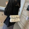 High-end fashion bag women's 2025 summer new Korean version simple pleated oblique span small square bag shoulder armpit bag