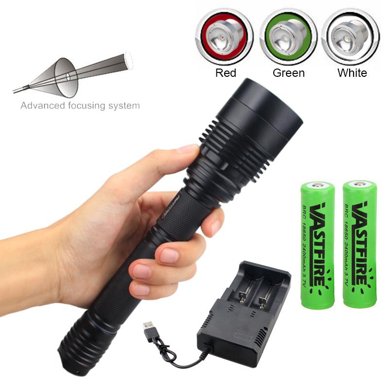 C11 Tactical Zoomable Hunting Flashlight XRE Red/Green/White Torch Predator Lanterna Focus Adjustable Torch Outdoor Scout Light