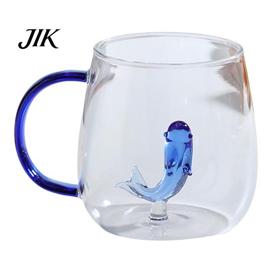 Coffee Milk Drink Cup Handmade Glass Animal Plant Shape Transparent Water Cute with Colorful Handle Creative Tea Mug
