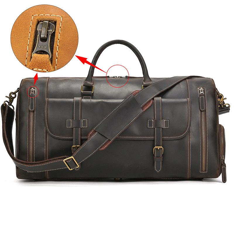 Crazy Horse Leather Travel Bag Men'S Leather Handbag One Shoulder Oblique Span Bag With Shoes Cowhide Luggage