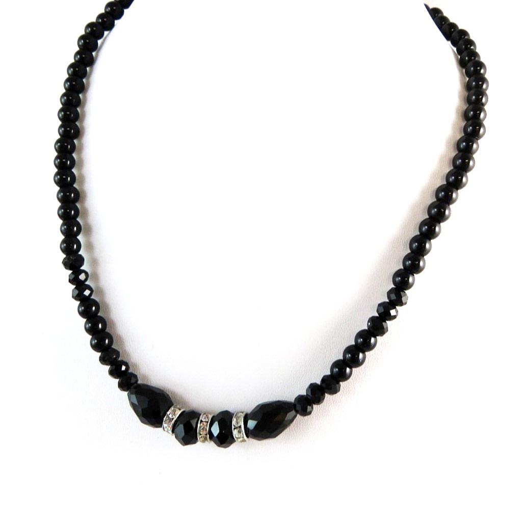 Les Trésors De Lily [N8853] - Black Silver 'Sissi' Necklace
