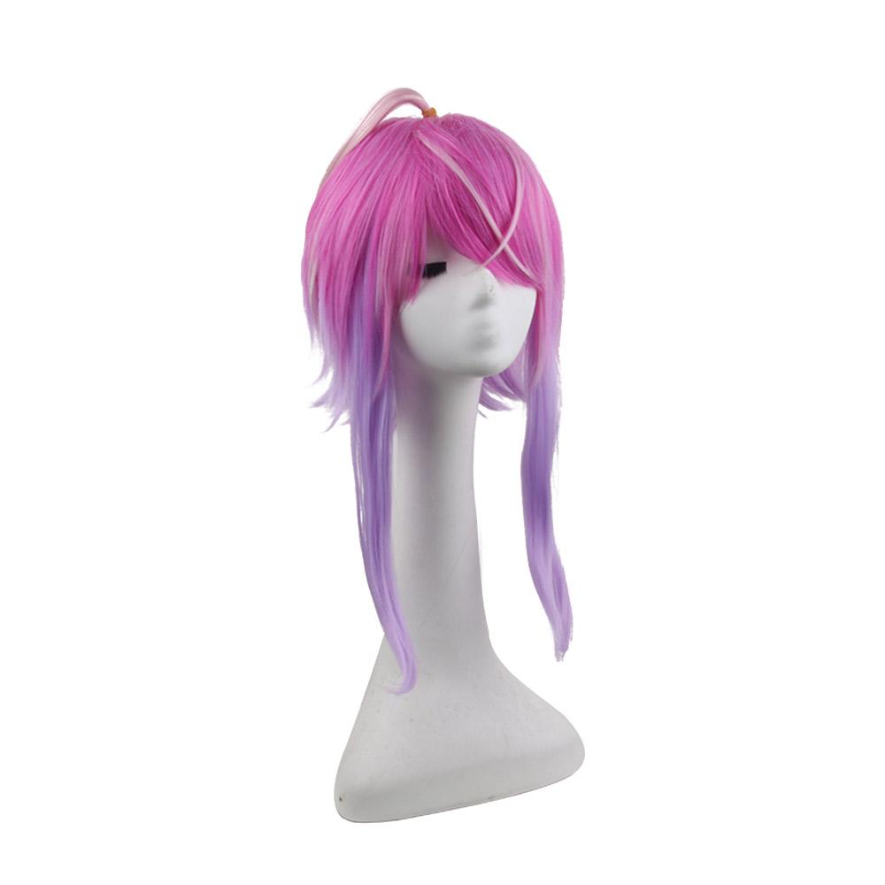 Hypnosis Microphone Yicun Ranshu Purple Pink Gradient Short Hair Cosplay Wig for Anime Party Halloween Stage Performance Costume