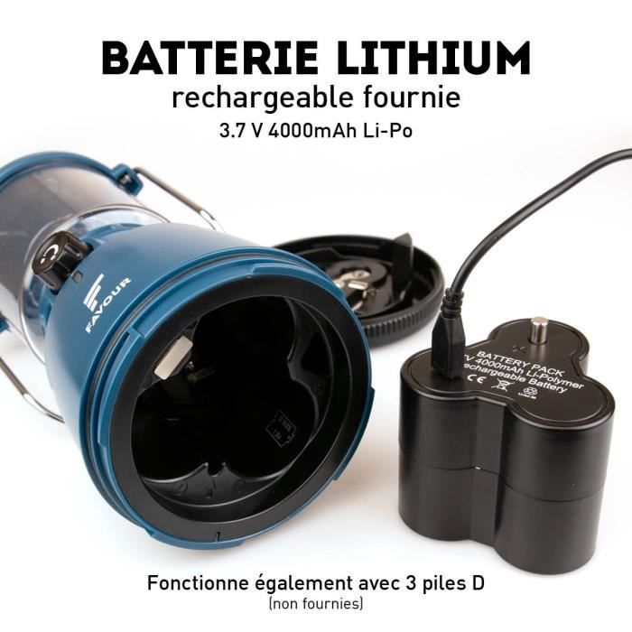 Lampe torche - favour - l0818 - led filament - ip64 étanche - rechargeable usb