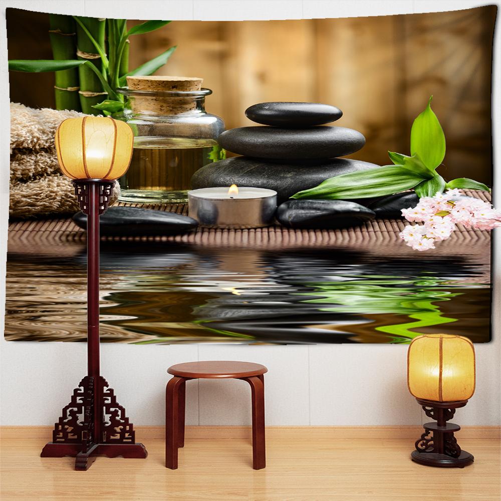 Pădure de bambus și peisaj de piatră Tapiserie agățată pe perete Peisaj natural boem Cameră de artă minimalistă Dormitor Decor acasă