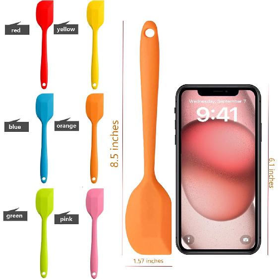 8 Pieces Silicone Spatulas,8.5 inch Non-stick Spatulas with Stainless Steel Core,Heat Resistant-500℉, One Piece Design,Food Grade Silicone,