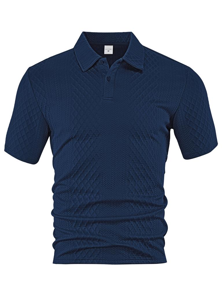 European and American Men's Clothing Summer Thin Loose Breathable Casual Solid Color Jacquard Lapel Short-sleeved Men's Polo Shirt