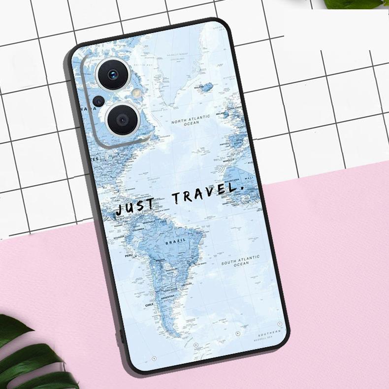 

World Map Travel Case For OPPO Reno 13F 13 12 12F 11 11F 8T 7 8 10 Pro OPPO Find X8 Pro X6 X3 X5 Lite Cover OPPO Reno8 5G