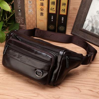 Herren Hüfttasche Sling Brusttasche Echtes Leder Lässig Mode Retro Umhängetasche Männlich Echtes Rindsleder Schlaufe Hüftgürtel Bauchtasche