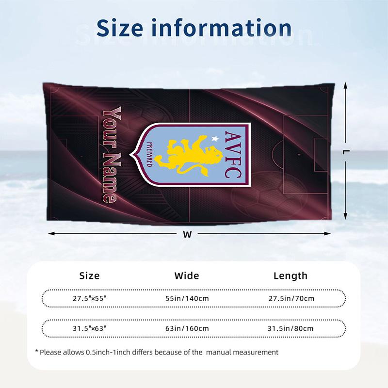 Beach Towel Custom Name Text, Quick Dry Large Towel For Beach HomeAston Villa