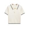 Spring New Women's Clothing Fashion Style Contrast Color Trim Short Sleeve Polo Shirt Collar Sweater Tops 6771054