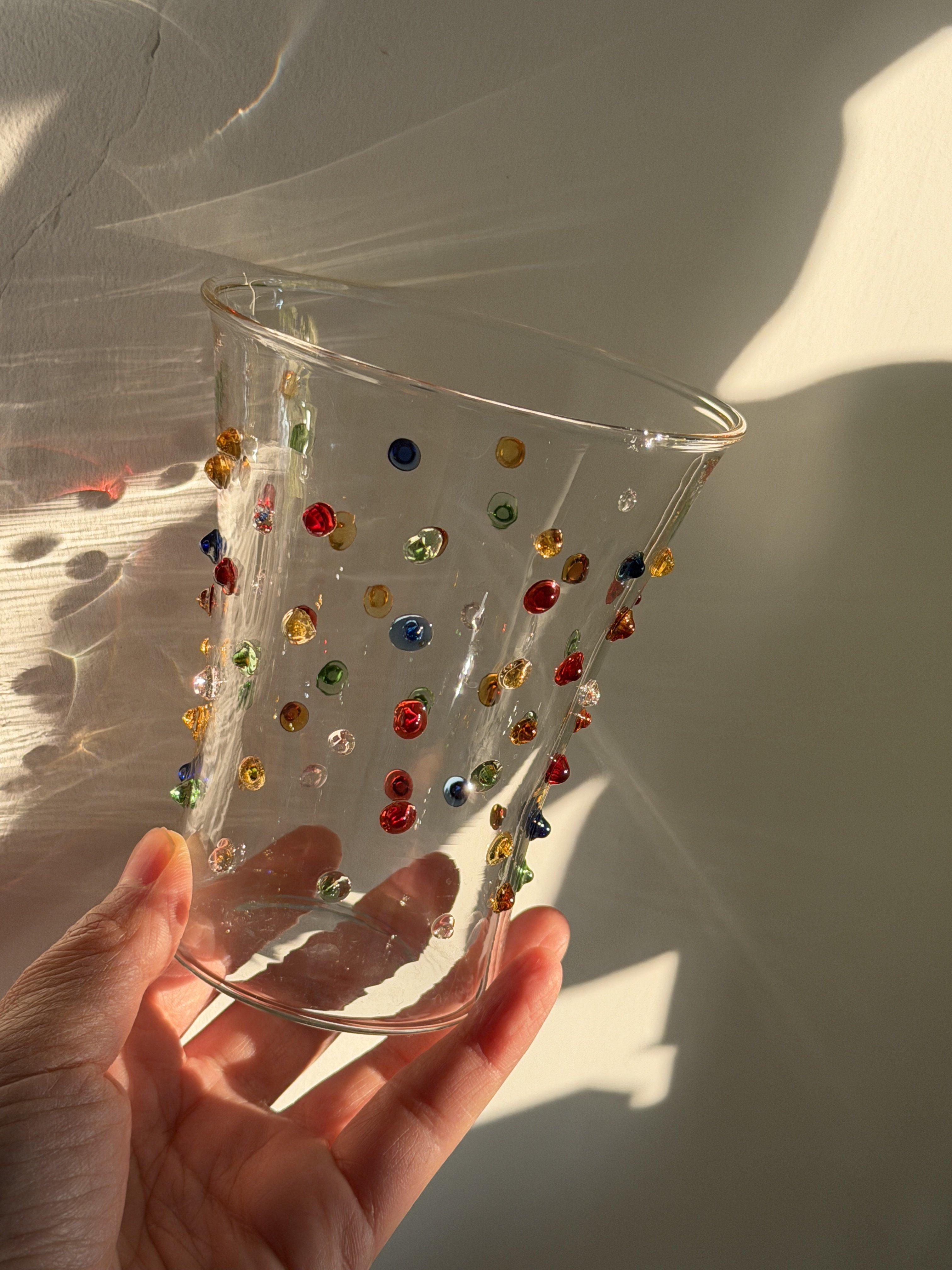 

New Creative Handmade Colorful Candy Bean Glass Cup | Gemstone Borosilicate Glass Tumbler for Coffee & Milk | Heat-Resistant 301-400ml
