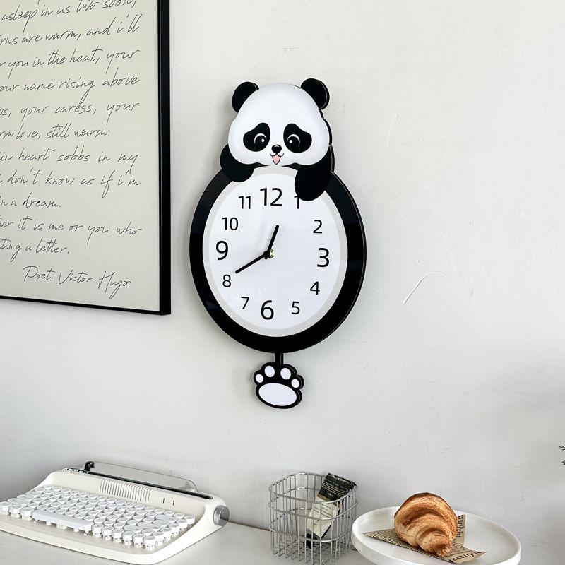 Panda Swing Wall Clock, A New Type of Simple, Creative and Silent Clock Decoration for Home Living Room Wall Mounting