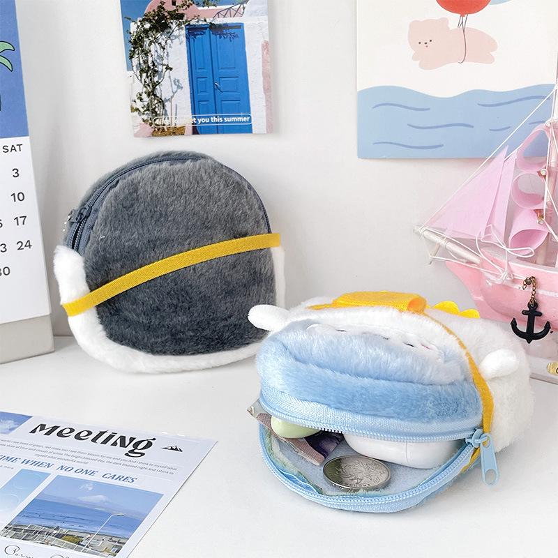 Penguin Plushie Yellow Crossbody Bag with Heart Design - Cute Coin Purse & Data Cable Storage