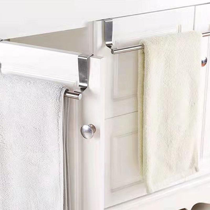 Towel Rack Over Door Towel Bar Hanging Holder Stainless Steel Bathroom Kitchen Cabinet Towel Rag Rack Shelf Hanger