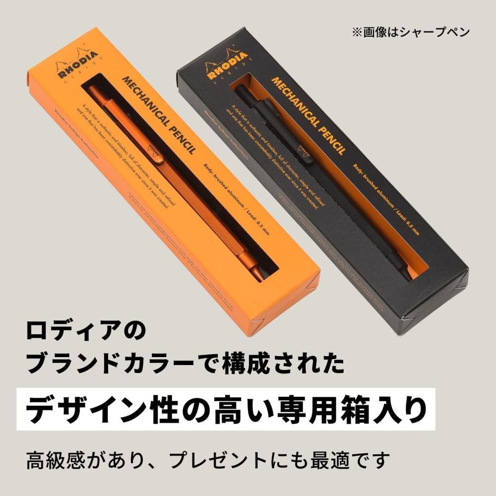 Rhodia Sharp Pencil 0.5mm Hexagonal Aluminum Body Hairline Orange Cf9298