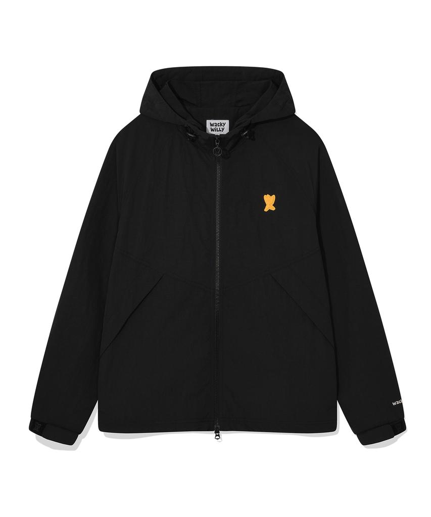 Wacky Willy Synthetic Fiber Hooded Windbreaker Black