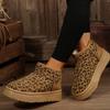 Women's Platform Shoes Winter High Quality Slip-on Snow Boots Leopard Print Daily Boots Hot Sale Round Toe Ankle Boots Women