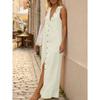 Spring Summer Solid Color Sleeveless Hooded Dress, Casual Single-breasted Cardigan Cover Up For Women