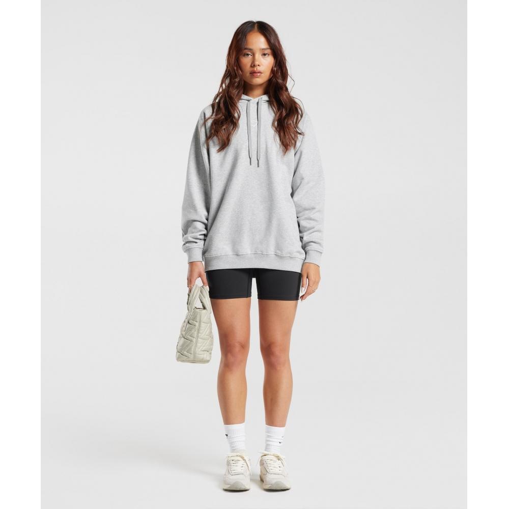 Gymshark Training Oversized Fleece Hoodie Light Grey Core Marl B5a7n Gbcn