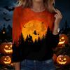 Womens Halloween Printed Pullover Sweatshirt Long Sleeve Crewneck Top Casual Lightweight Pullover Shirt for Fall and Winter