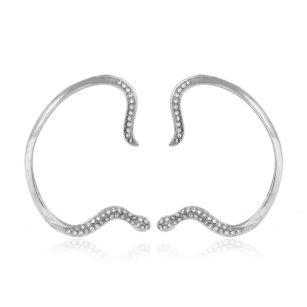 

Серьги-змеи, модные изогнутые преувеличенные персонализированные клипсы для ушей, темпераментные серьги-гвоздики в виде змеи со стразами, висячие серьги-подвески серебряный