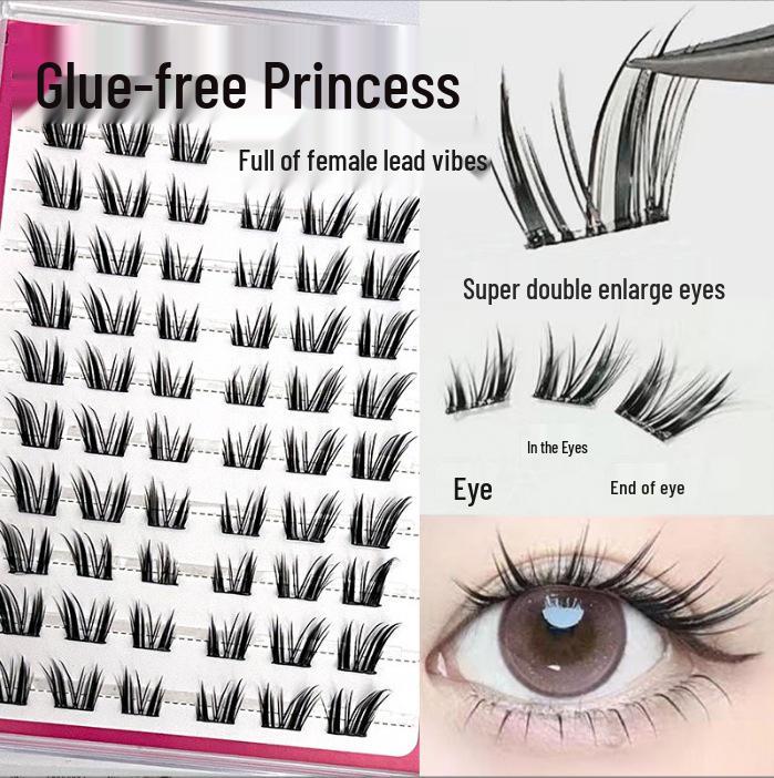 Ying Lier Natural Cluster Fox-Eye Eyelashes - Beginner-Friendly and Glue-Free