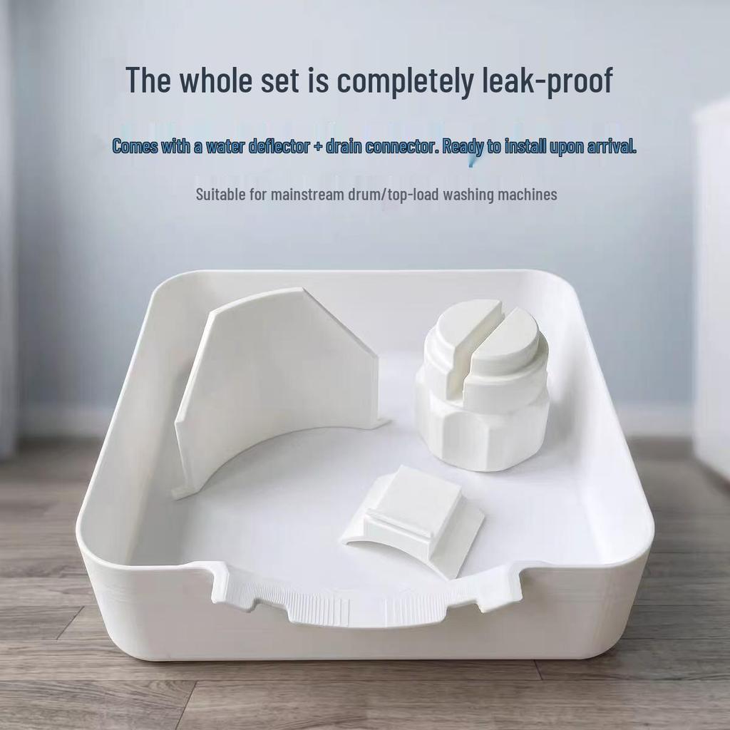 Universal Waterproof Washing Machine Leak Tray with Deflector Drainage Connector